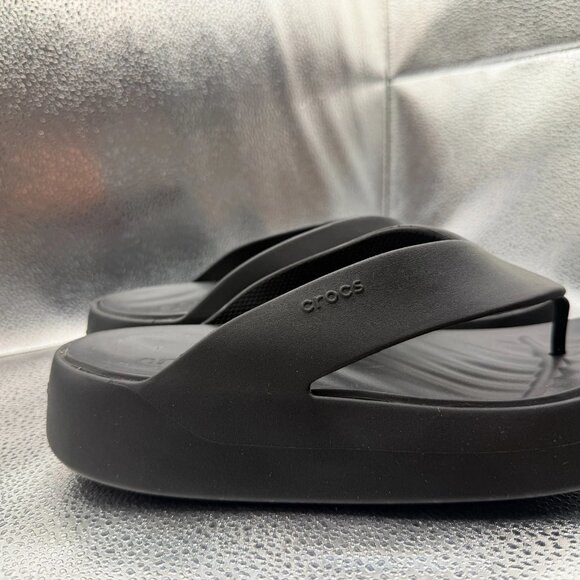 Size 9 Crocs Getaway Black Womens Platform Comfort Slip On Flip Flops Sandal - Picture 2 of 8